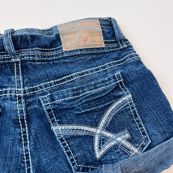 Vintage Y2K Embroidered Low Rise Denim Shorts size 3 Detailed Stitching - Picture 2 of 7